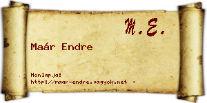 Maár Endre névjegykártya
